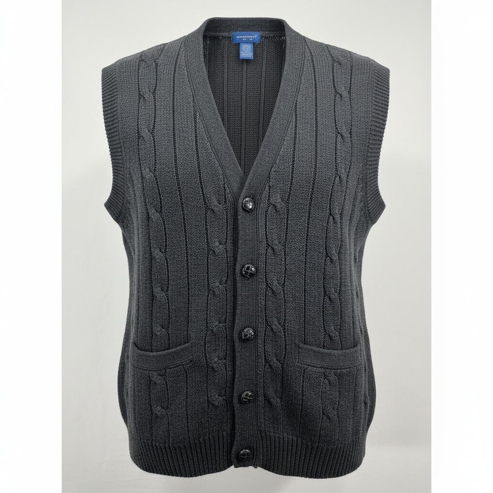 TownCraft Button Down Gray Sweater Vest Large